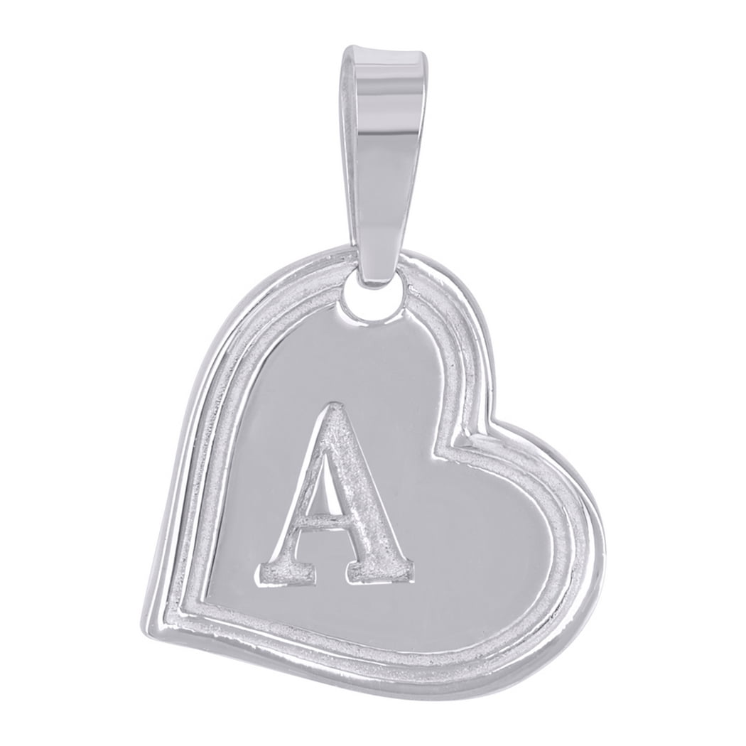 JEWELRYWEB 925 Sterling Silver Womens Love Heart Letter Name Personalized Monogram Initial Alphabet a Charm Pendant Necklace 22.8x1