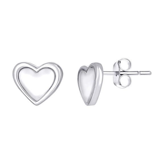 925 Sterling Silver Womens Love Heart Stud Earrings 8.1x9.4mm Wide Stud Earring for Women