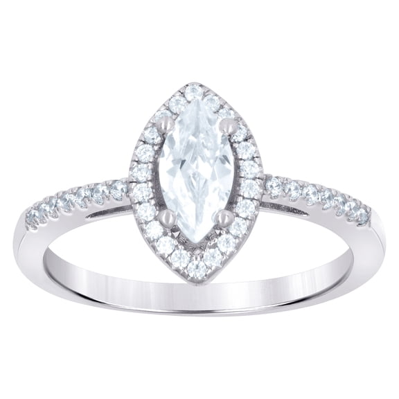 925 Sterling Silver Womens Marquise Cubic Zirconia Fashion Ring Size 7 11.3x1.7mm Wide Ring for Women