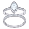 thumbnail image 1 of 925 Sterling Silver Womens Marquise Round Cubic-Zirconia Duo Bridal Ring Set Size 7, 1 of 1