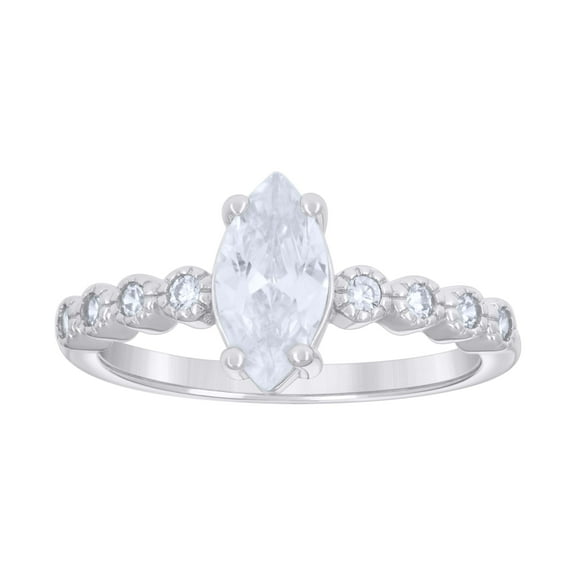 JORIE Marquise Round Cubic-Zirconia Engagement Ring 925 Sterling, Sterling Silver Size 8