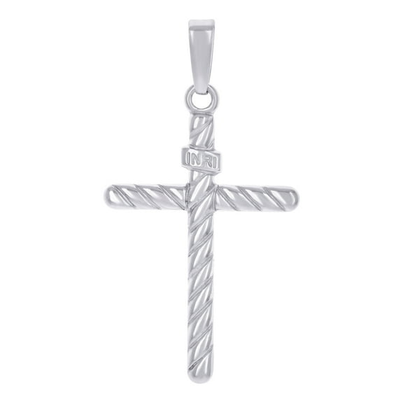925 Sterling Silver Unisex Religious Inri Cross Charm Pendant Necklace 39.3x21.3mm Wide Pendant for Women