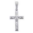 thumbnail image 1 of 925 Sterling Silver Unisex Cubic Zirconia Religious Crucifix Charm Pendant Necklace 30.2x13.1mm Wide Pendant for Women, 1 of 2