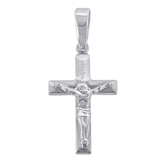 925 Sterling Silver Unisex Cubic Zirconia Religious Crucifix Charm Pendant Necklace 30.2x13.1mm Wide Pendant for Women