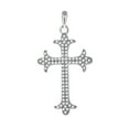 thumbnail image 1 of 925 Sterling Silver Womens Mens Unisex Round Cubic Zirconia Cross Religious Fashion Charm Pendant Necklace for Men, 1 of 2