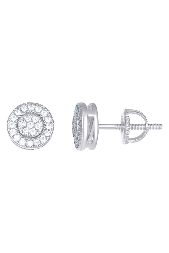 925 Sterling Silver Unisex Round Cubic Zirconia Stud Flower Cluster Fashion Earrings 7.4x7.4mm Wide Stud Earring for Wom