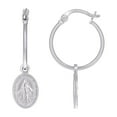 thumbnail image 1 of 925 Sterling Silver Womens Immaculate Conception Medal Religious Dangle Hoop Earrings 31.9x9mm Wide Hoop Earring for Wom, 1 of 2