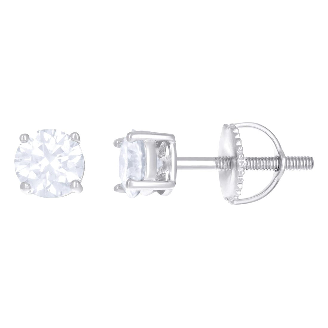 925 Sterling Silver Womens Moissanite 5mm Stud Earrings Screw Back Stud Earring for Women