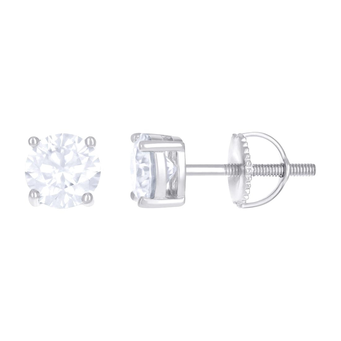 925 Sterling Silver Womens Moissanite 6mm Stud Earrings Screw Back Stud Earring for Women