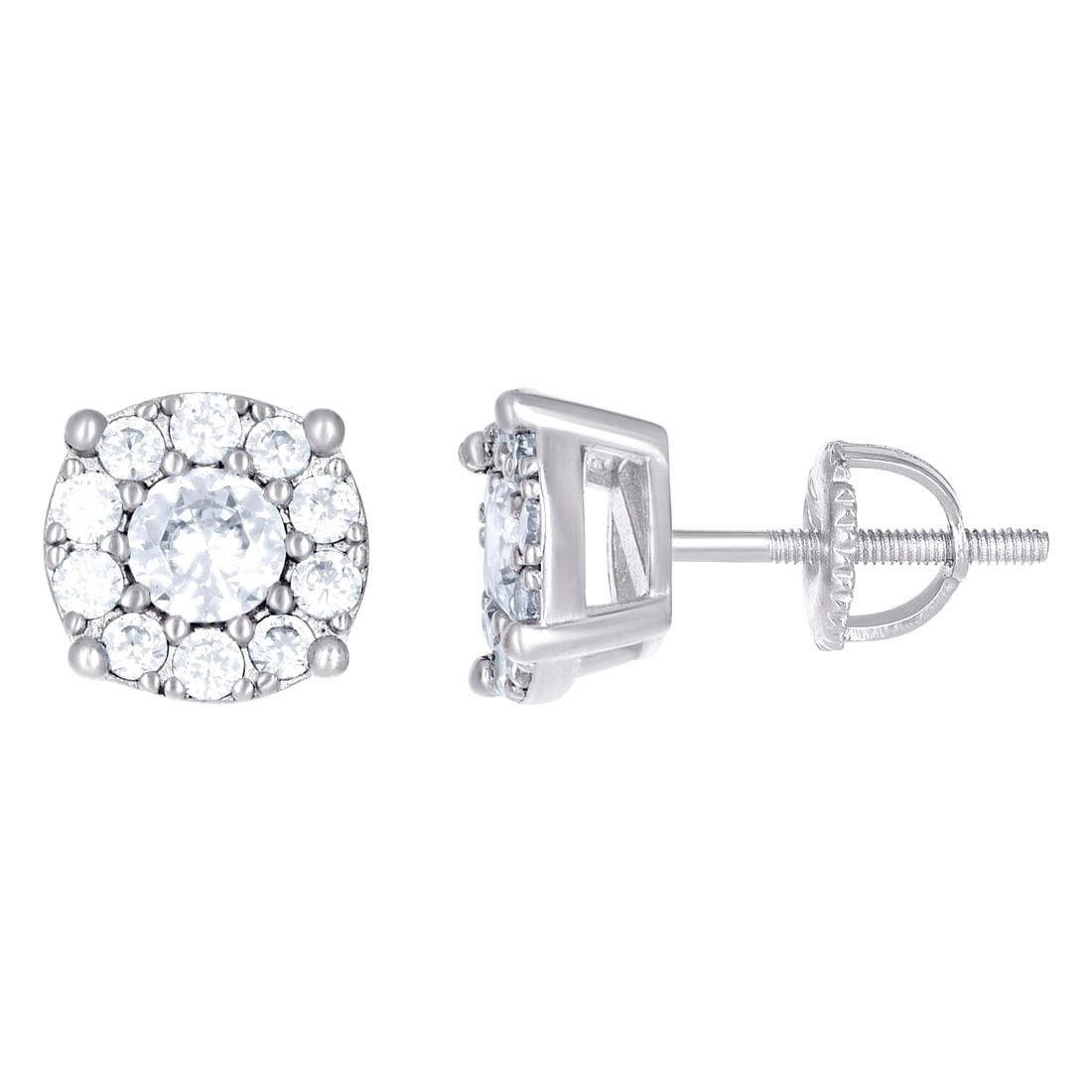 925 Sterling Silver Womens Moissanite 9mm Fashion Stud Earrings Screw Back Stud Earring for Women