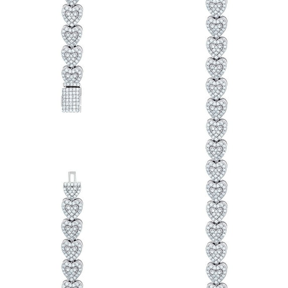 925 Sterling Silver Womens Moissanite Love Heart Chain Necklace 7mm 16 Inch Chain Necklace for Women and Men