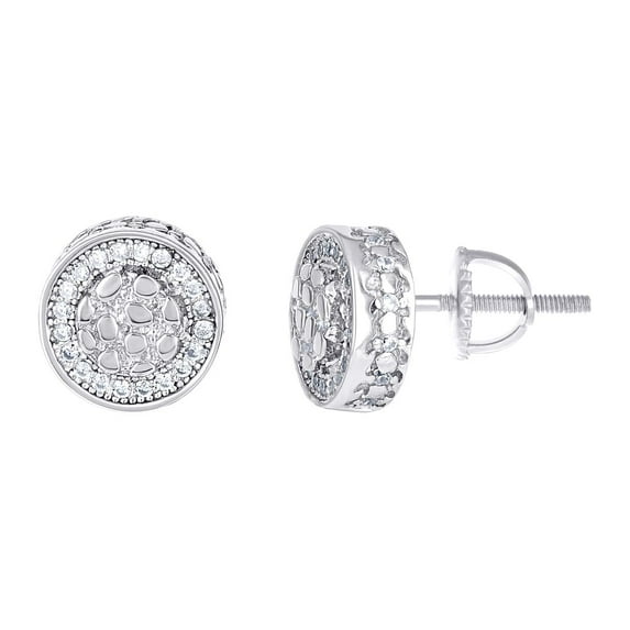925 Sterling Silver Womens Moissanite Round Nugget Fashion Stud Earrings 9.5x9.5mm Wide Stud Earring for Women