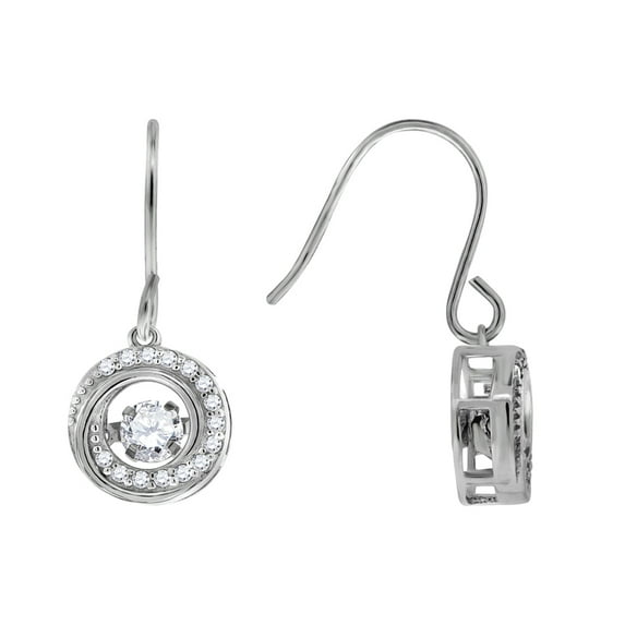925 Sterling Silver Womens Moving Sparkling Cubic Zirconia Dangle Fashion Earrings Dangle Earring for Women