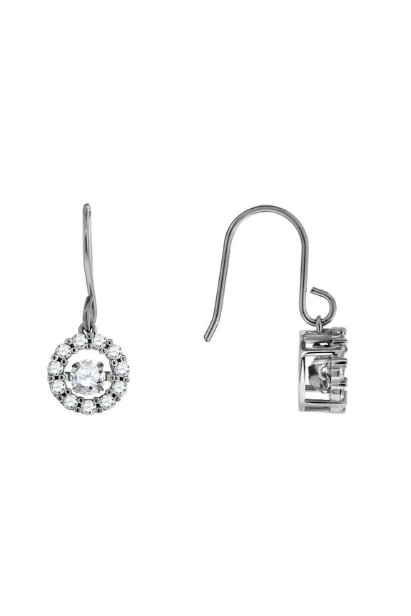 925 Sterling Silver Womens Moving Sparkling Round Cubic Zirconia Dangle Fashion Earrings Dangle Earring for Women