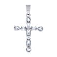 thumbnail image 1 of 925 Sterling Silver Womens Multi Color Cubic Zirconia Cross Religious Charm Pendant Necklace 29.3x17.9mm Wide Pendant fo, 1 of 2