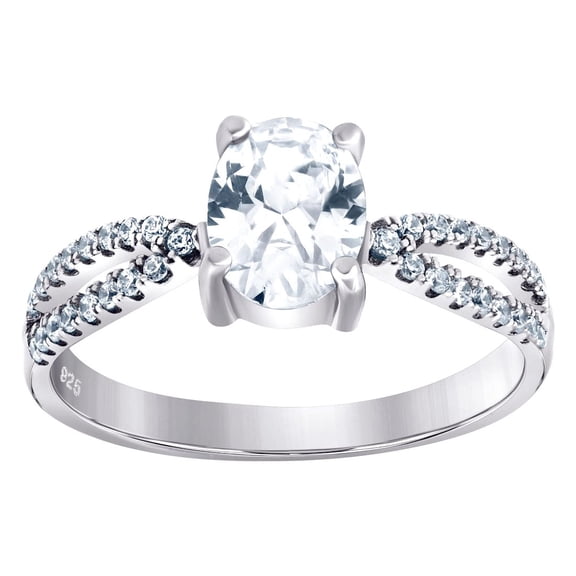 925 Sterling Silver Womens Oval Cubic Zirconia Fashion Ring Size 8 Ring for Women - 3.0 Grams