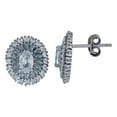 thumbnail image 1 of 925 Sterling Silver Womens Oval Cubic Zirconia Oval Fashion Stud Earrings 13.4x11.6mm Wide Stud Earring for Women, 1 of 2