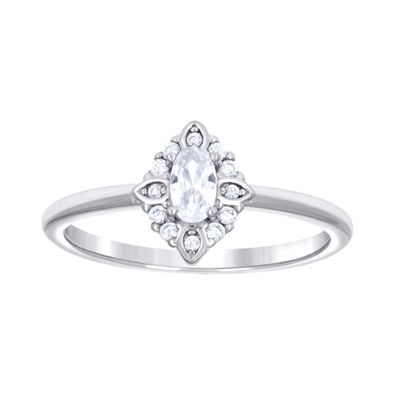 925 Sterling Silver Womens Oval Round Cubic Zirconia Fashion Engagement Ring 9.4mm Wide Size 5 Engagement Ring for Women