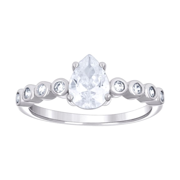 925 Sterling Silver Womens Pear Round Cubic Zirconia Fashion Engagement Ring 6.8mm Wide Size 5 Engagement Ring for Women