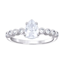 925 Sterling Silver Womens Pear Round Cubic Zirconia Fashion Engagement Ring 6.8mm Wide Size 6 Engagement Ring for Women