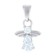 thumbnail image 1 of 925 Sterling Silver Womens Pear Round Cubic-Zirconia Angel Religious Charm Pendant, 1 of 4