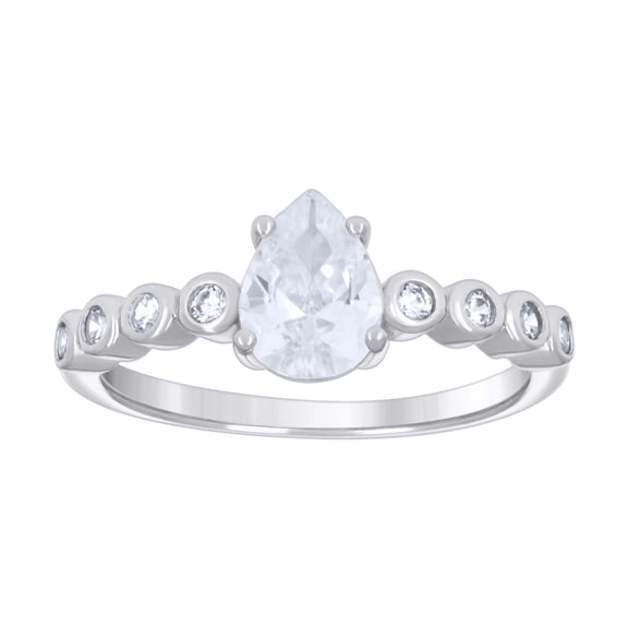 925 Sterling Silver Womens Pear Round Cubic-Zirconia Fashion Engagement Ring Size 7