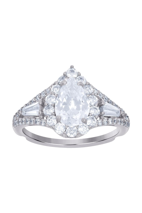 925 Sterling Silver Womens Pear Solitaire Cubic Zirconia Teardrop Engagement Ring 13x1mm Wide Size 5 Engagement Ring for