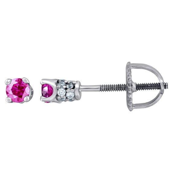 925 Sterling Silver Womens Pink Cubic Zirconia 3mm Round Classic Studs Earrings Stud Earring for Women