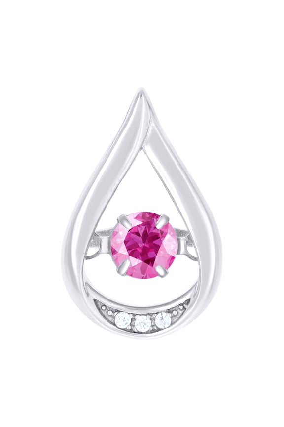 925 Sterling Silver Womens Pink Cubic Zirconia Fashion Teardrop Slide Charm Pendant for Women