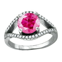 925 Sterling Silver Womens Pink Round Cubic Zirconia Fancy Ring Size 9 11.1x1.7mm Wide Ring for Women