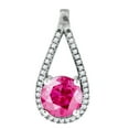 thumbnail image 1 of 925 Sterling Silver Womens Pink and White Cubic Zirconia Tear Drop Charm Pendant Necklace 22.9x10.6mm Wide Pendant for W, 1 of 2
