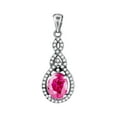 thumbnail image 1 of 925 Sterling Silver Womens Pink and White Cubic Zirconia Tear Drop Charm Pendant Necklace 32.1x10.7mm Wide Pendant for W, 1 of 2