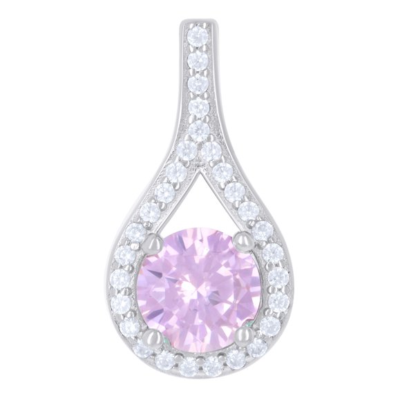 925 Sterling Silver Womens Pink White Cubic-Zirconia Fashion Charm Pendant