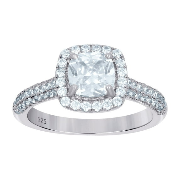 925 Sterling Silver Womens Princess Cut Cubic Zirconia Fashion Bridal Ring 8.9mm Long Size 9 Ring for Women