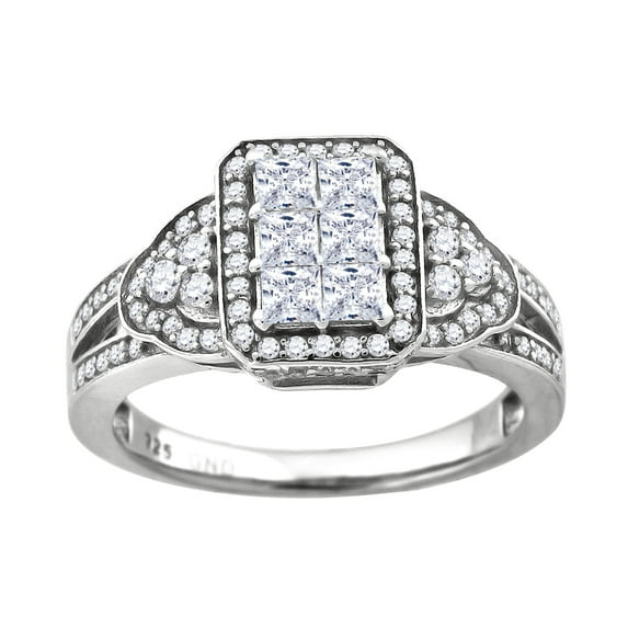 925 Sterling Silver Womens Princess Cut Cubic Zirconia Fashion Engagement Ring Size 8 Engagement Ring for Women