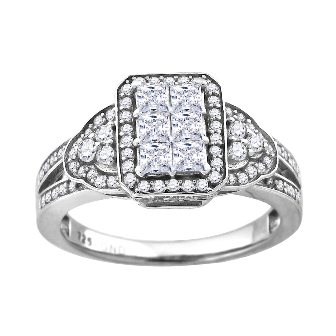 925 Sterling Silver Womens Princess Cut Cubic Zirconia Fashion Engagement Ring Size 9 Engagement Ring for Women