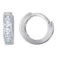 thumbnail image 1 of 925 Sterling Silver Womens Princess Cut Cubic Zirconia Single Row Hoop Earrings 11.2x2.9mm Wide Hoop Earring for Women, 1 of 2