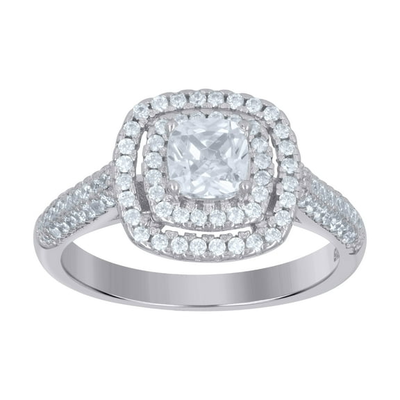 925 Sterling Silver Womens Princess Cut Cubic-Zirconia Fashion Bridal Ring Size 8