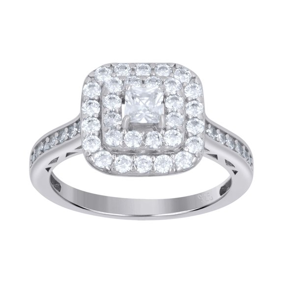 925 Sterling Silver Womens Princess-Cut Solitaire Cubic-Zirconia Square Head Engagement Ring Size 6