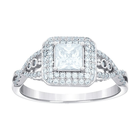 925 Sterling Silver Womens Princess-cut Round 1.31ct Moissanite Fashion Engagement Ring 8mm Long Size 7 Engagement Ring