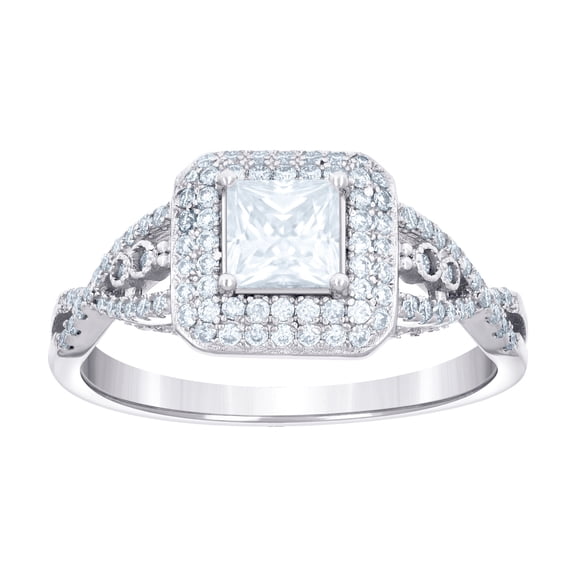 925 Sterling Silver Womens Princess-cut Round 1.31ct Moissanite Fashion Engagement Ring 8mm Long Size 9 Engagement Ring