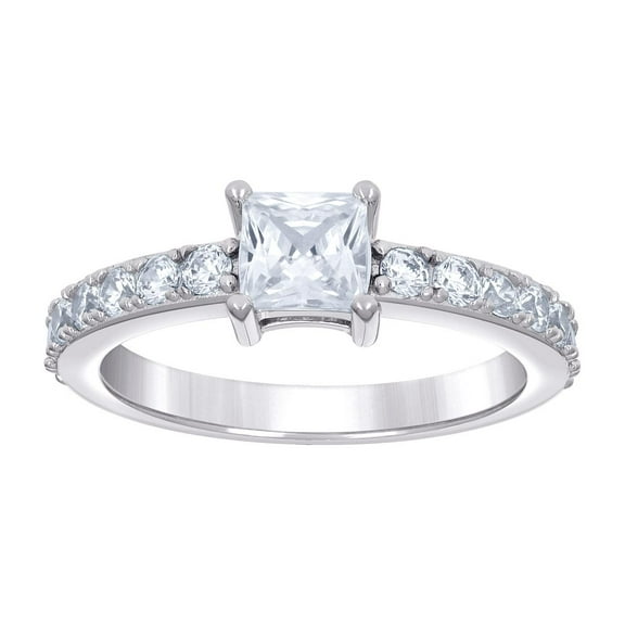 925 Sterling Silver Womens Princess-cut Round Cubic Zirconia Engagement Ring 6.3mm Wide Size 8 Engagement Ring for Women