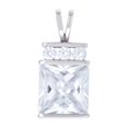 thumbnail image 1 of 925 Sterling Silver Womens Princess-cut Round Cubic Zirconia Fashion Charm Pendant Necklace 17.8x8.2mm Wide Pendant for, 1 of 2