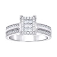 thumbnail image 1 of 925 Sterling Silver Womens Princess-cut Round Cubic Zirconia Fashion Engagement Ring 10.2mm Wide Size 8 Engagement Ring, 1 of 2