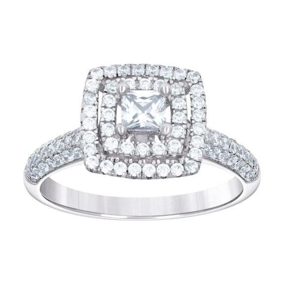 925 Sterling Silver Womens Princess-cut Round Cubic Zirconia Square Fashion Ring 10x2.1mm Wide Size 8 Ring for Women
