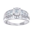 thumbnail image 1 of 925 Sterling Silver Womens Princess-cut/baguette Round Cubic Zirconia Fashion Ring Size 8 7.5mm Wide Ring for Women, 1 of 2