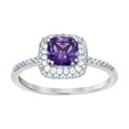 thumbnail image 1 of 925 Sterling Silver Womens Purple Cubic Zirconia Halo Ring Size 8 6.3x1.3mm Wide Ring for Women, 1 of 2