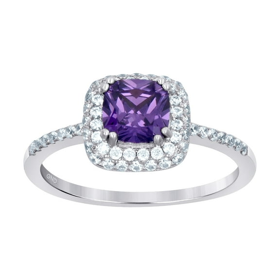 925 Sterling Silver Womens Purple Cubic Zirconia Halo Ring Size 8 6.3x1.3mm Wide Ring for Women