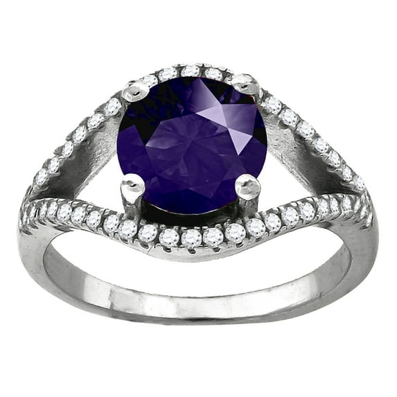 925 Sterling Silver Womens Purple Round Cubic Zirconia Fancy Ring Size 6 11.1x1.7mm Wide Ring for Women
