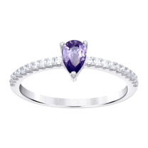 925 Sterling Silver Womens Purple White Pear Round Cubic Zirconia Engagement Ring Size 9 Engagement Ring for Women